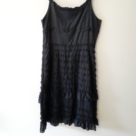 NWOT Woolworths black ruffle detailed sleeveless cotton midi dress, 14 - Picture 7 of 8